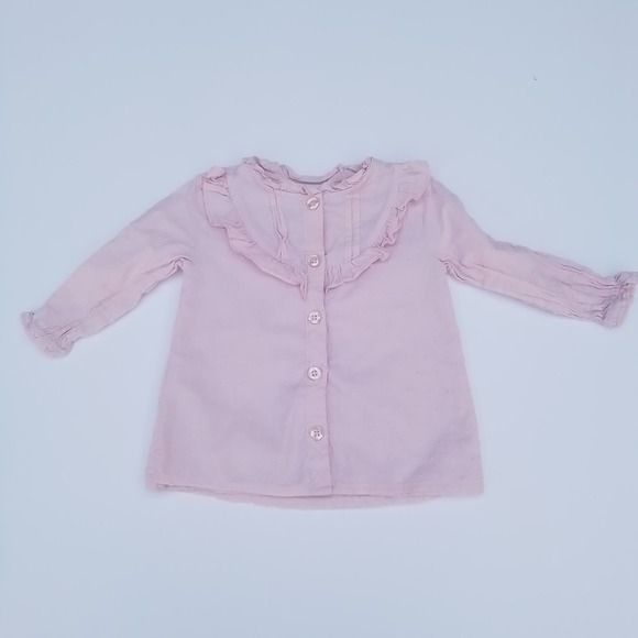 Daisy Fuentes Blouse Girls 12mo Pink w/ Ruffle - Picture 1 of 4